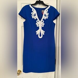 Vince Camuto Blue Dress with White Appliqué